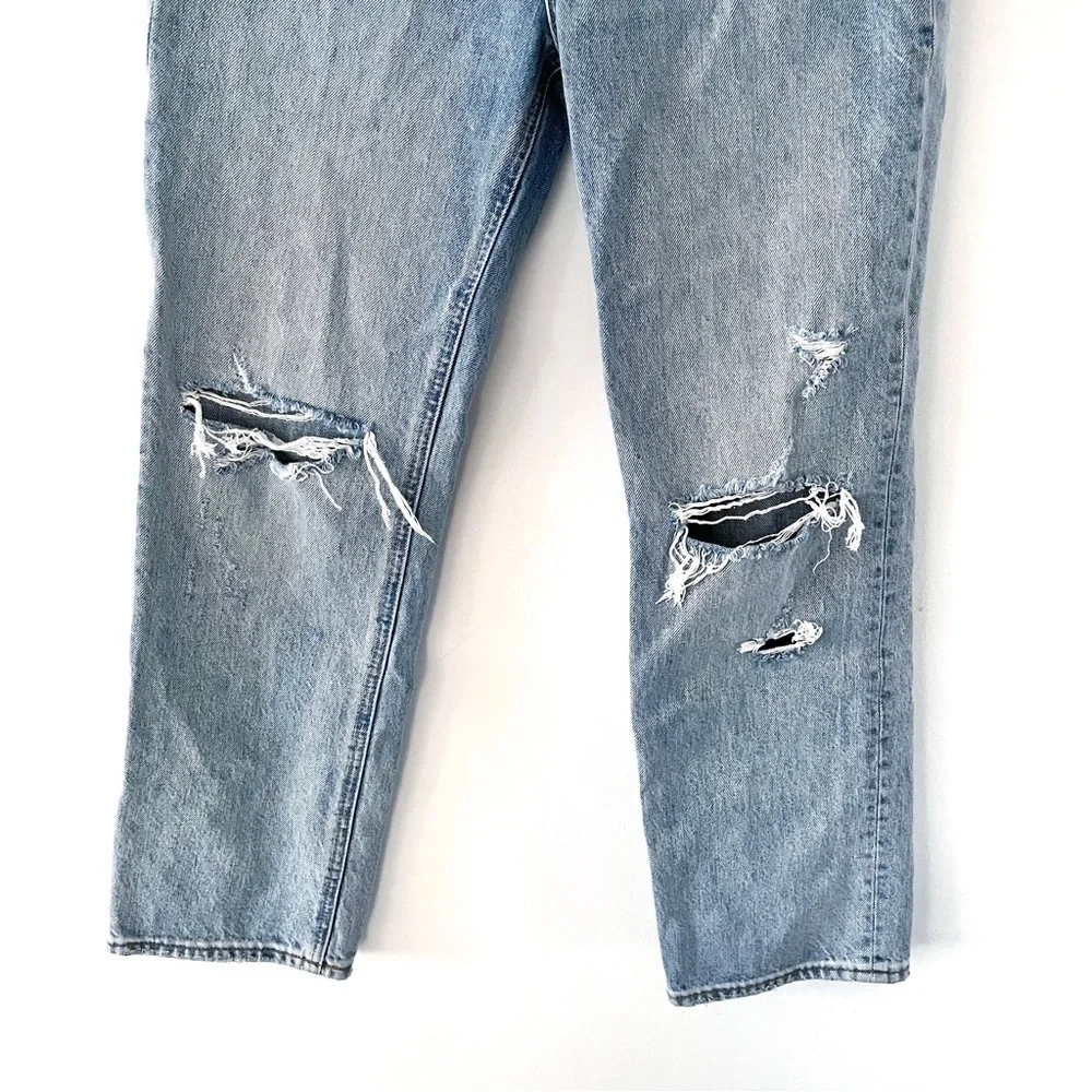 Denim Forum | Joni High Rise Loose Jeans Size 23 Distressed Light Wash Aritzia - Picture 9 of 12